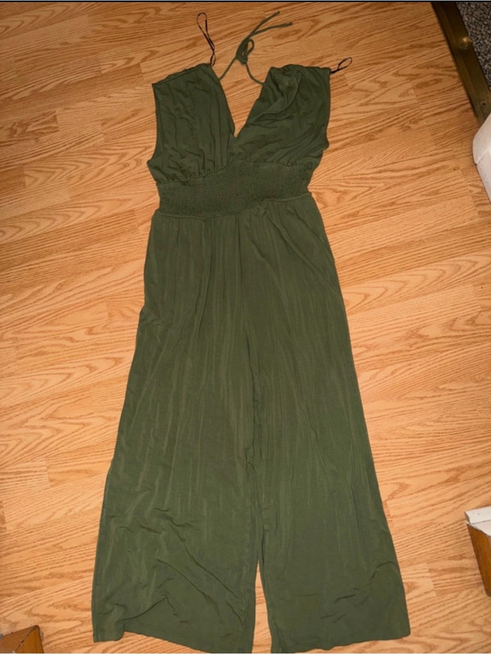 Old Navy Olive Green Wide-Leg Jumpsuit - Sleeveless V-Neck